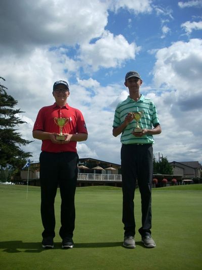 The 2016 WJGA State Team 4 Ball Champions Grayson with good friend Gyan Bains (age 15)