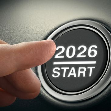 Finger pressing a start button labeled '2026 START'.