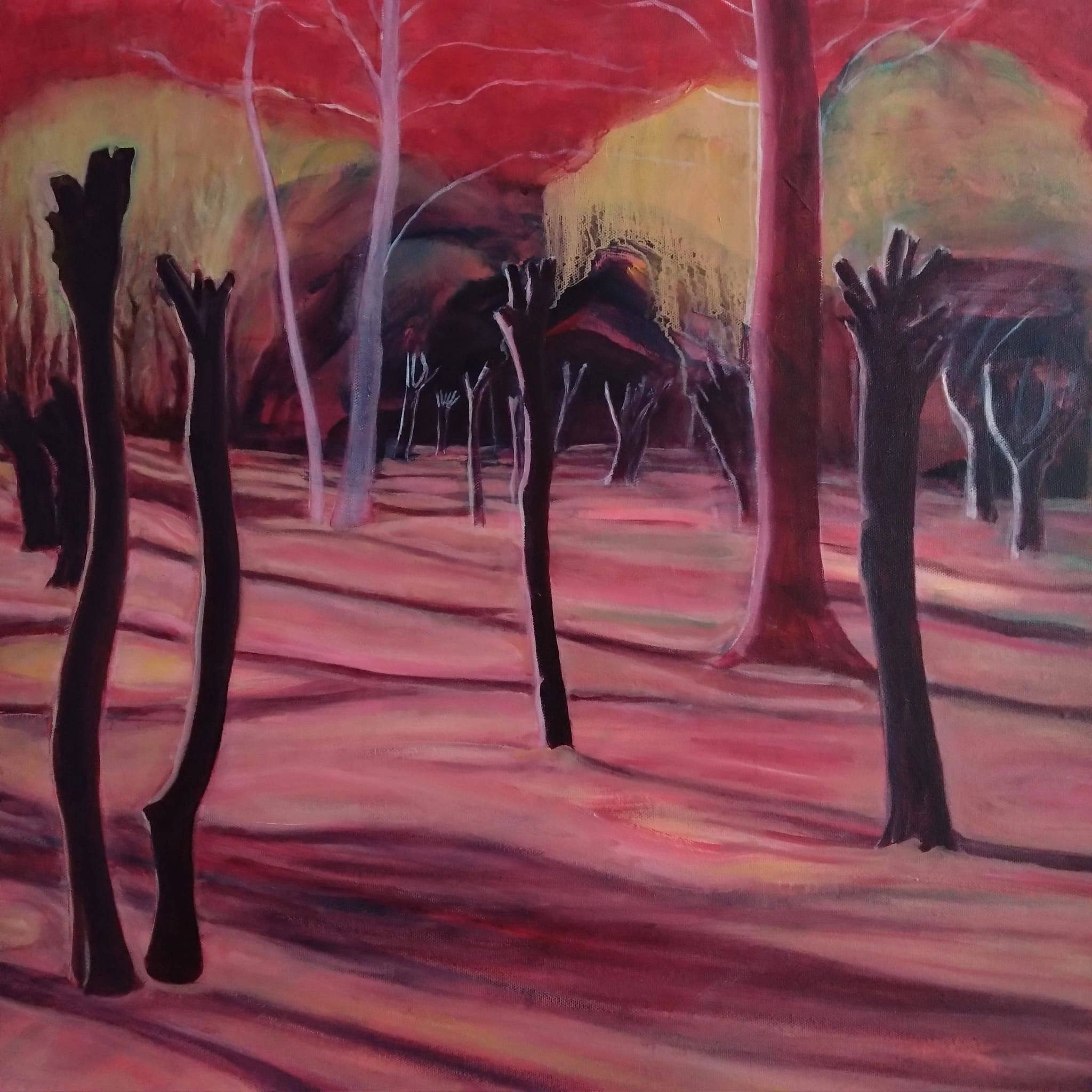 Re-imagined expressionist view of woodland . 