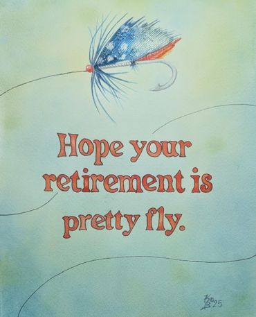 Original Watercolor depicting a fishing fly on a line.