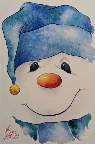 SNOW MAN BLUE SCARF
2021 - Original Watercolor - Sold