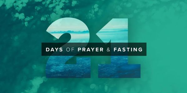 21 days of prayer and fasting with a serene ocean background.