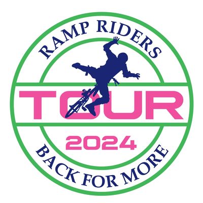 Logo of Ramp Riders Tour 2024 with a cyclist silhouette.