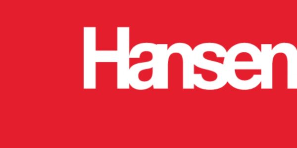 Logo with the word Hansen on a red background.