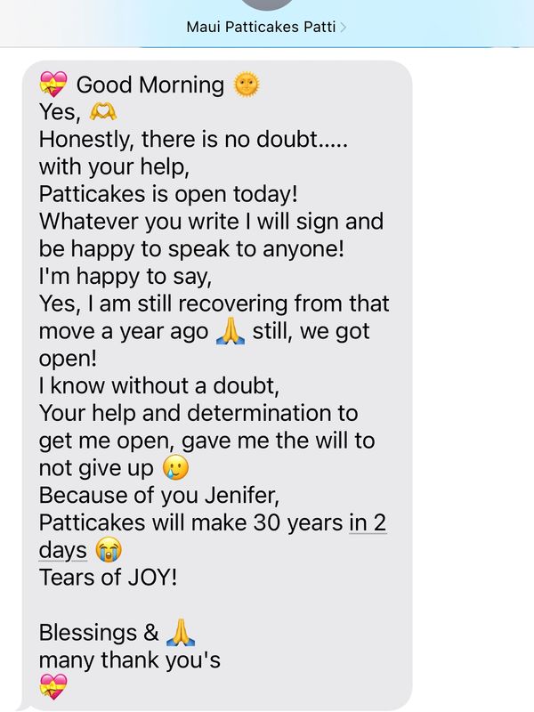 Testimonial from Patti Dodd, Patticakes Bakery about new bakery location opening.