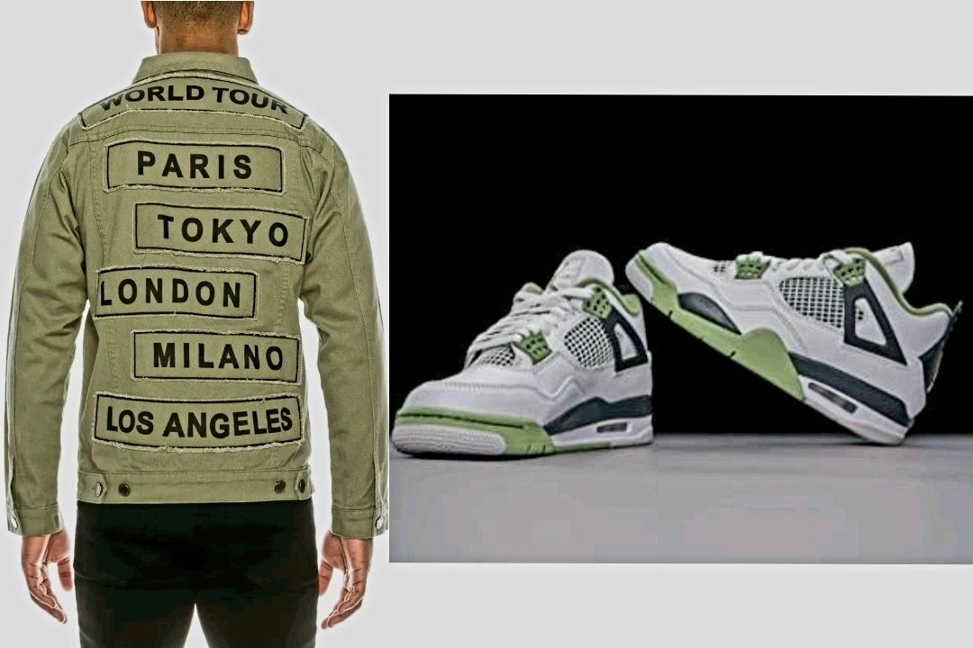 World Tour Sage Color Denim Jacket combined with Jordan's 