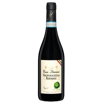 A bottle of Enzo Vincenzo Valpolicella Ripasso red wine with a classic label.