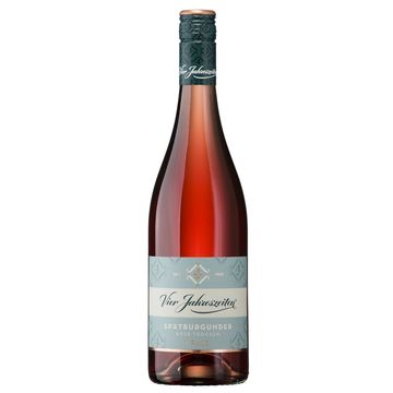 Bottle of Vinea Jahnzeiter Sastburghunder rosé wine with a light blue label.