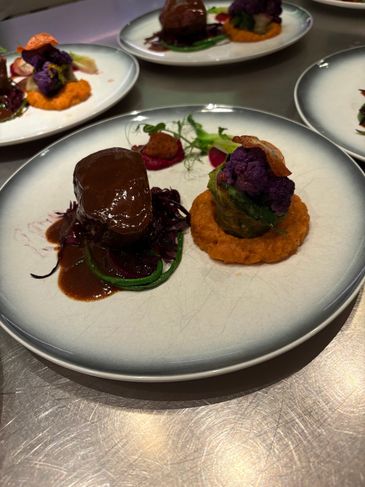 Braised short rib with sweet potato puree