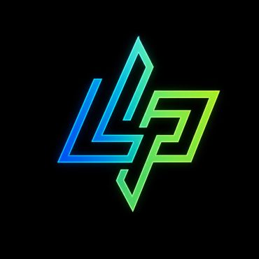 Neon LP logo with blue and green gradient on black background.