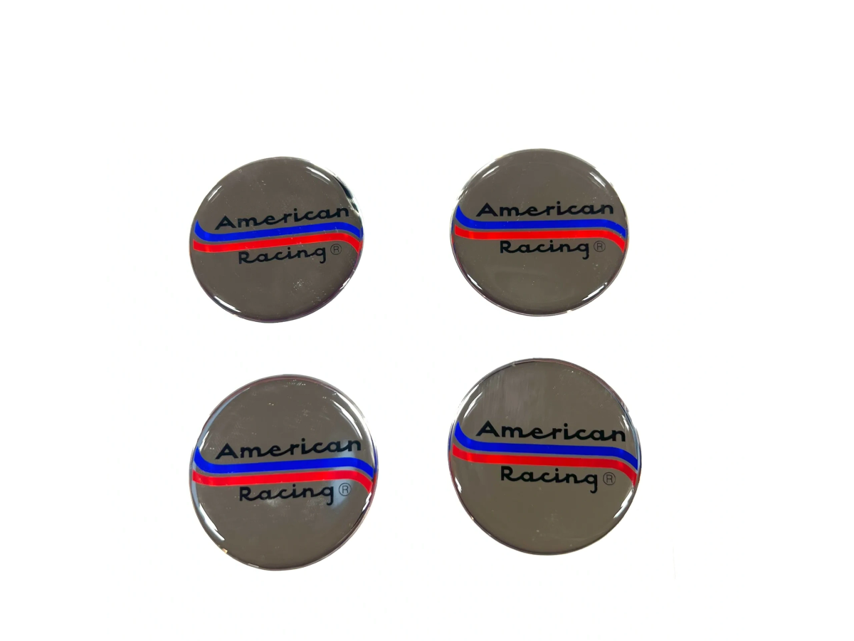 4 AMERICAN RACING WHEEL CHROME STICKER 1.50 INCH SIZE