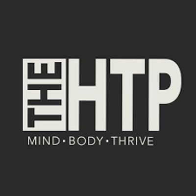 Logo with the text THE HTP and slogan MIND BODY THRIVE.