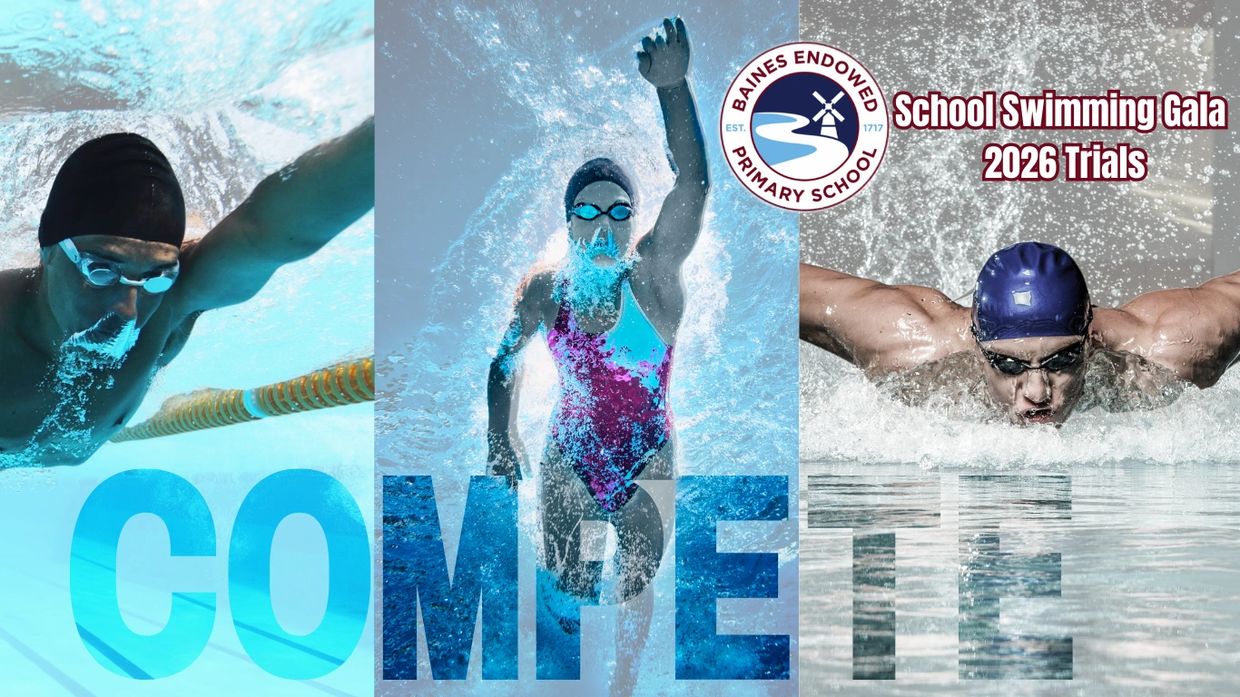 Swimmers competing in Baines Endowed Primary School's 2026 Swimming Gala trials.
