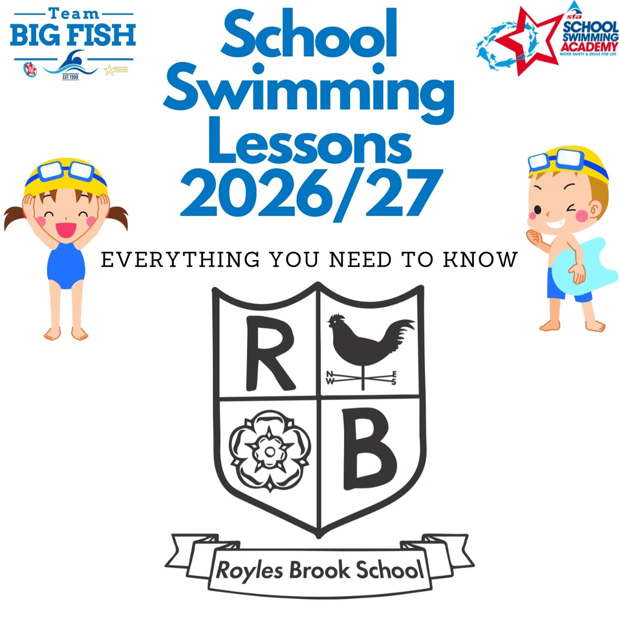 School Swimming Lessons 2026/27 at Royles Brook School with Team Big Fish and STA Academy.