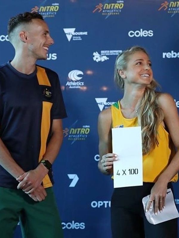 Ryan and Genevieve Gregson getting interviewed at Crown Casino for a corporate engagement. 