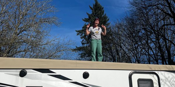 Had to get the roof job done and my assistant was more then willing to help repair the RV