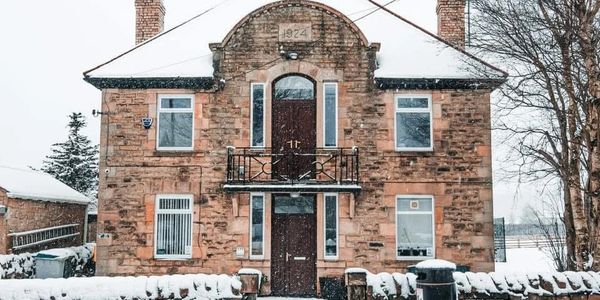 Castleside Village hall in winter with snow