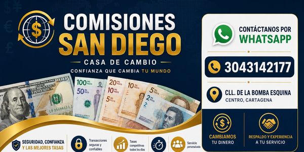 Anuncio de Casa de Cambio Comisiones San Diego en Cartagena.