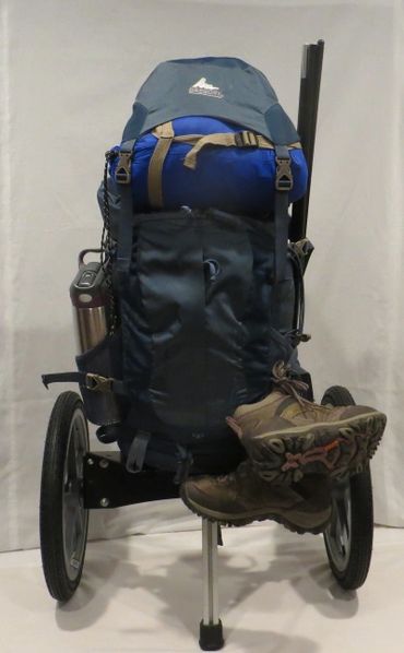 The ORC Off Road Cart setup for back country backpacking Front view