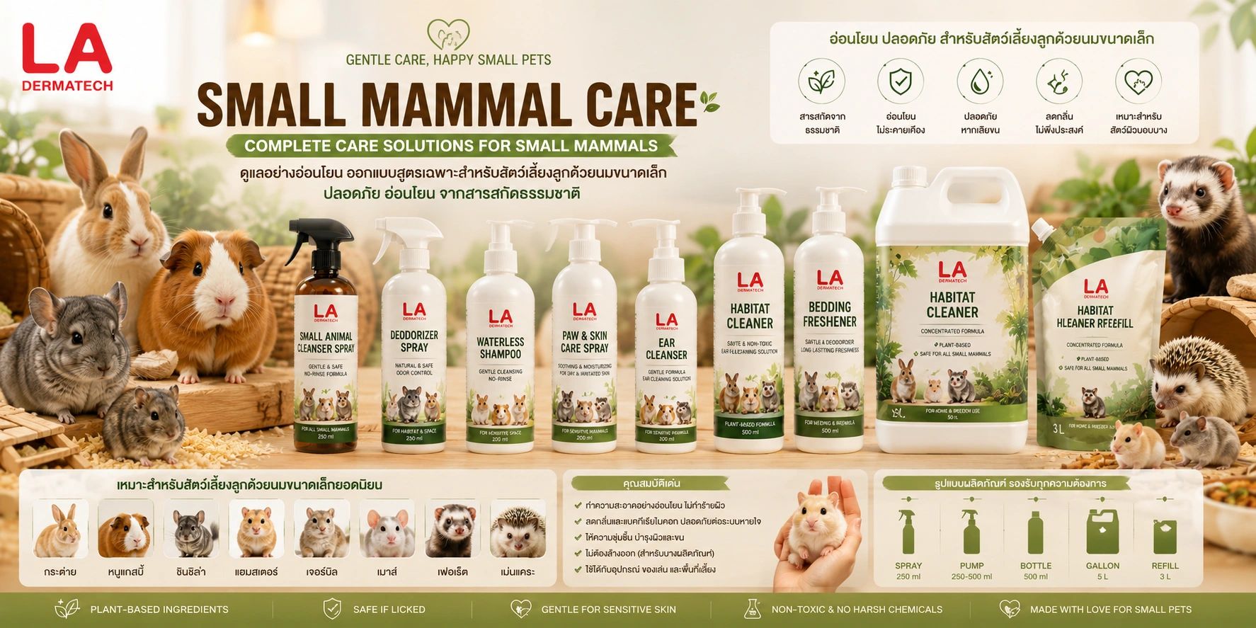 Complete care solutions for small mammals with gentle, natural products.