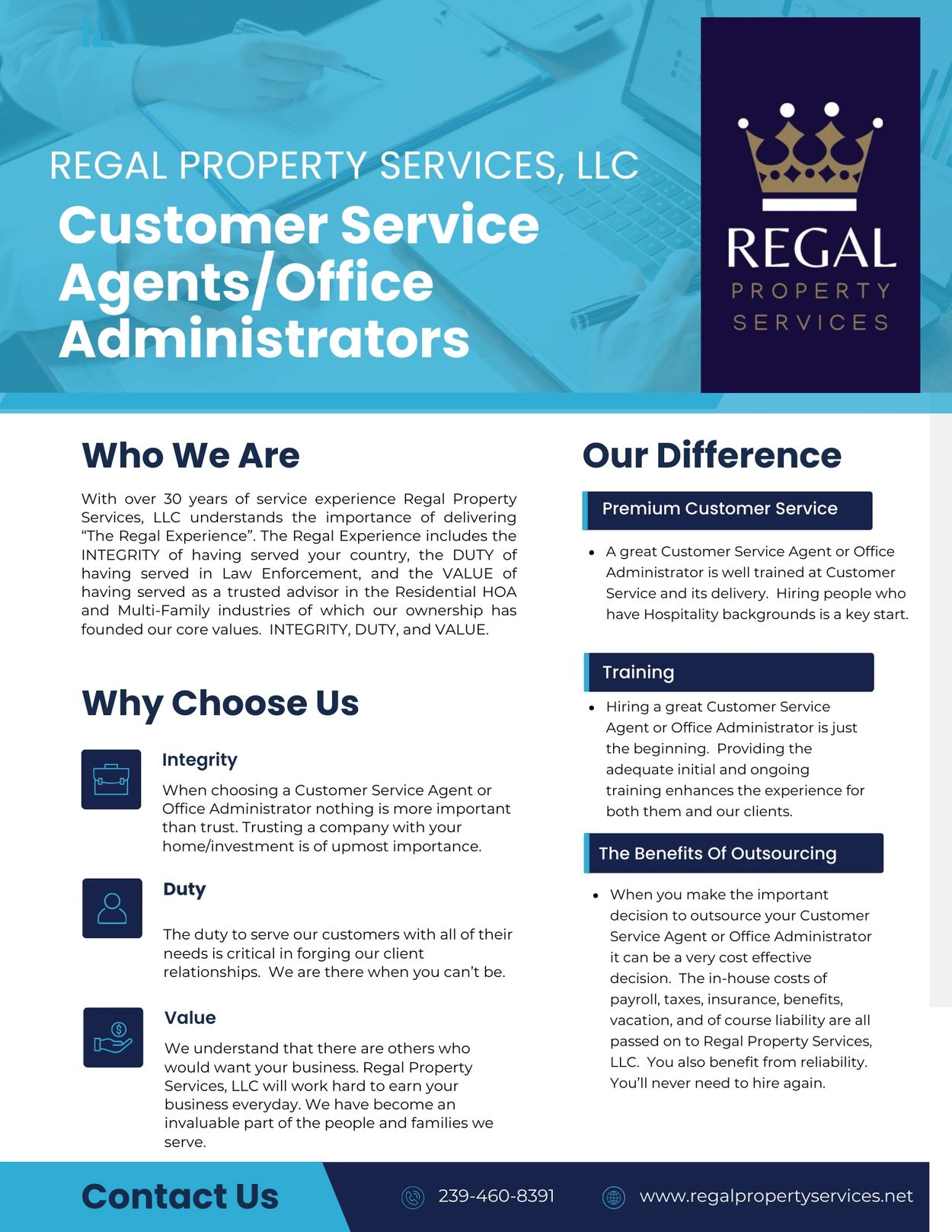 Regal Property Servcices Customer Service/Office Administrators