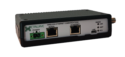 Wireless Ethernet communication device with serial and Ethernet ports.