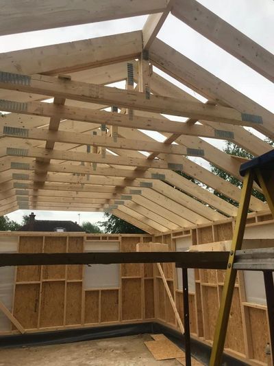 A new timber  frame office for GP Builders in Ampthill.