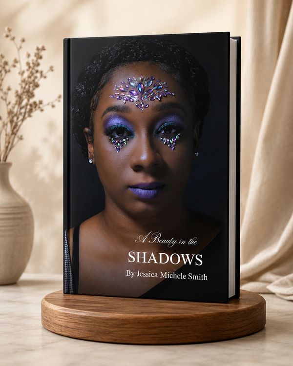 Book cover featuring a woman with jeweled face decoration.