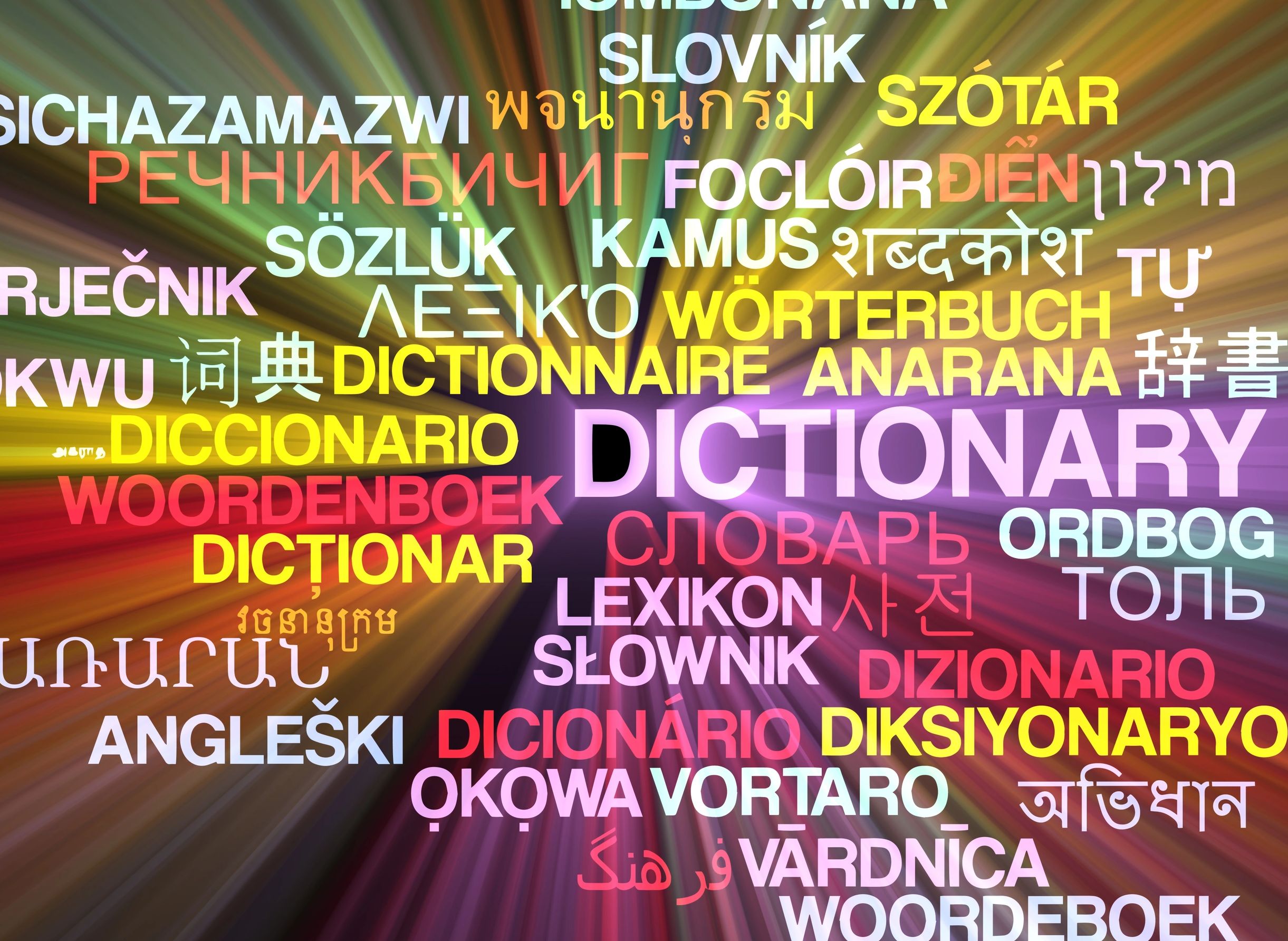 word dictionary translated in various languages