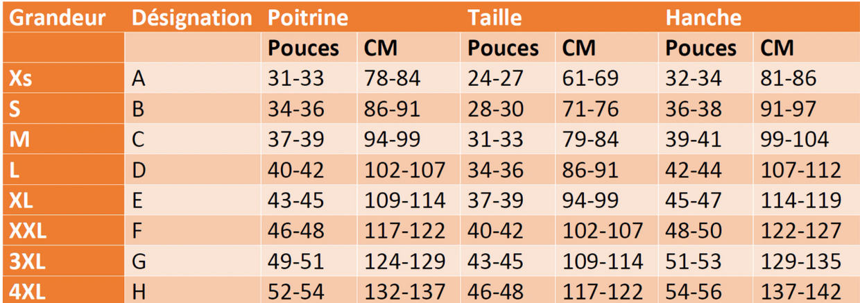 Charte de grandeur
Size chart