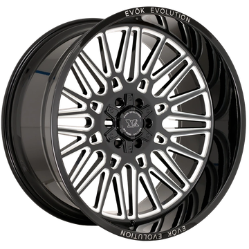 Stylish black and silver car wheel rim.