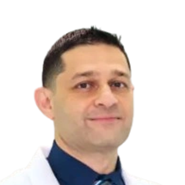Professional man in a white coat and tie.