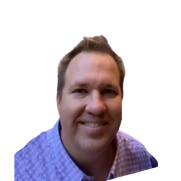Smiling man wearing a purple checkered shirt.