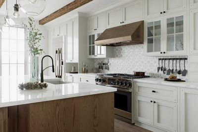 Oklahoma kitchen with brown cabinets and white countertops