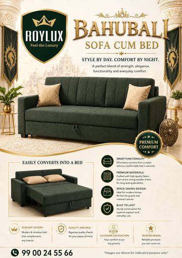 Luxurious Bahubali sofa cum bed with premium comfort and smart design.
