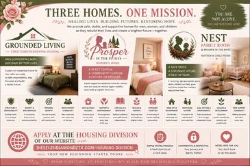 Informative flyer about Three Homes for women and children healing from abuse.