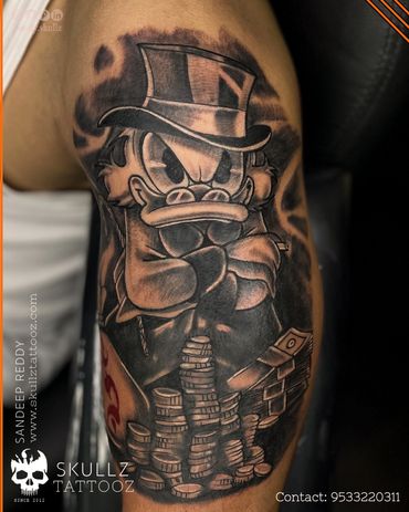 Ducktales tattoo designed and tattooed at skullz tattooz hyderabad