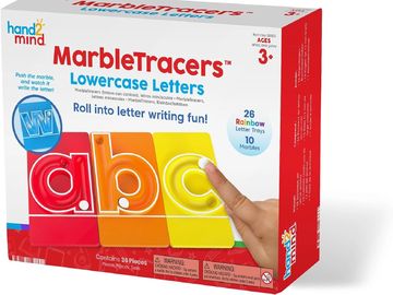 Marble tracers for lowercase letter learning.