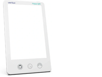 Verilux HappyLight light therapy lamp with controls.