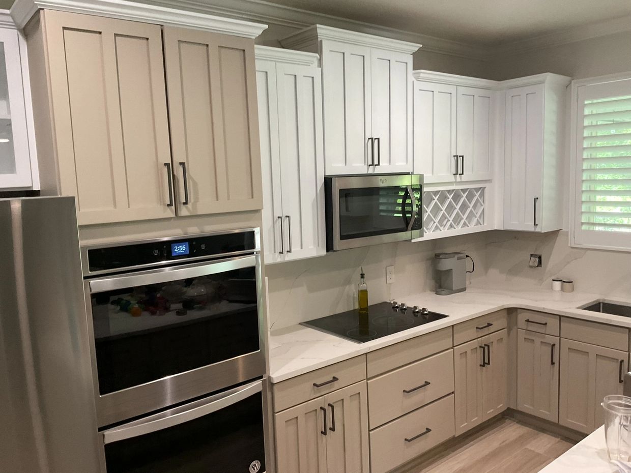 Beautiful two tone painted cabinets 