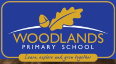 Woodlands Primary School logo with motto.