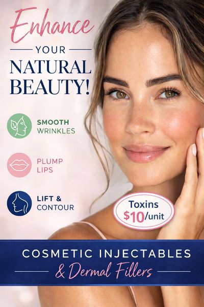 Image showing a female with smoothed out wrinkles, plump lips, and contoured face after treatments