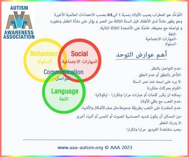 A diagram showing key social language behaviors linked to autism symptoms.