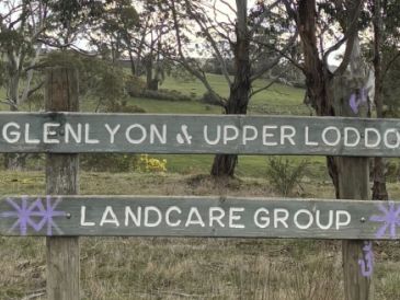 Wooden sign for Glenlyon &amp; Upper Loddon Landcare Group.