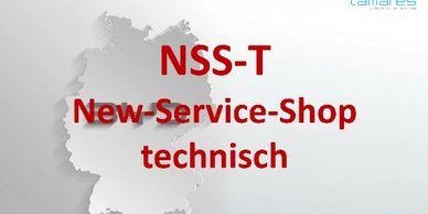 Text "NSS-T New-Service-Shop technisch" vor Deutschlandkarte.