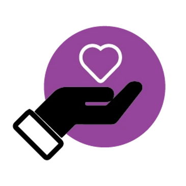 Giving hand, heart, purple