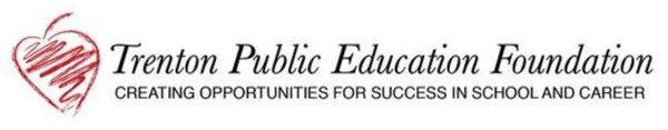 Logo of Trenton Public Education Foundation with heart and slogan.