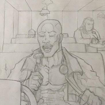 A picture of the very first sketch for Detrimony #2 Comic book.  