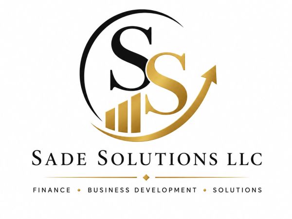 Logo for Sade Solutions LLC with finance and business themes.