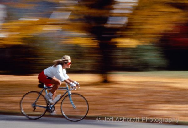 A woman riding a bicycle